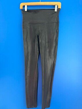 Spanx Women's Faux Leather Moto Black Leggings Size Medium
